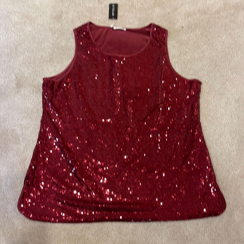 NWT Henly Women's Sequin Tops Sleeveless Sequin Tank Top Size 18